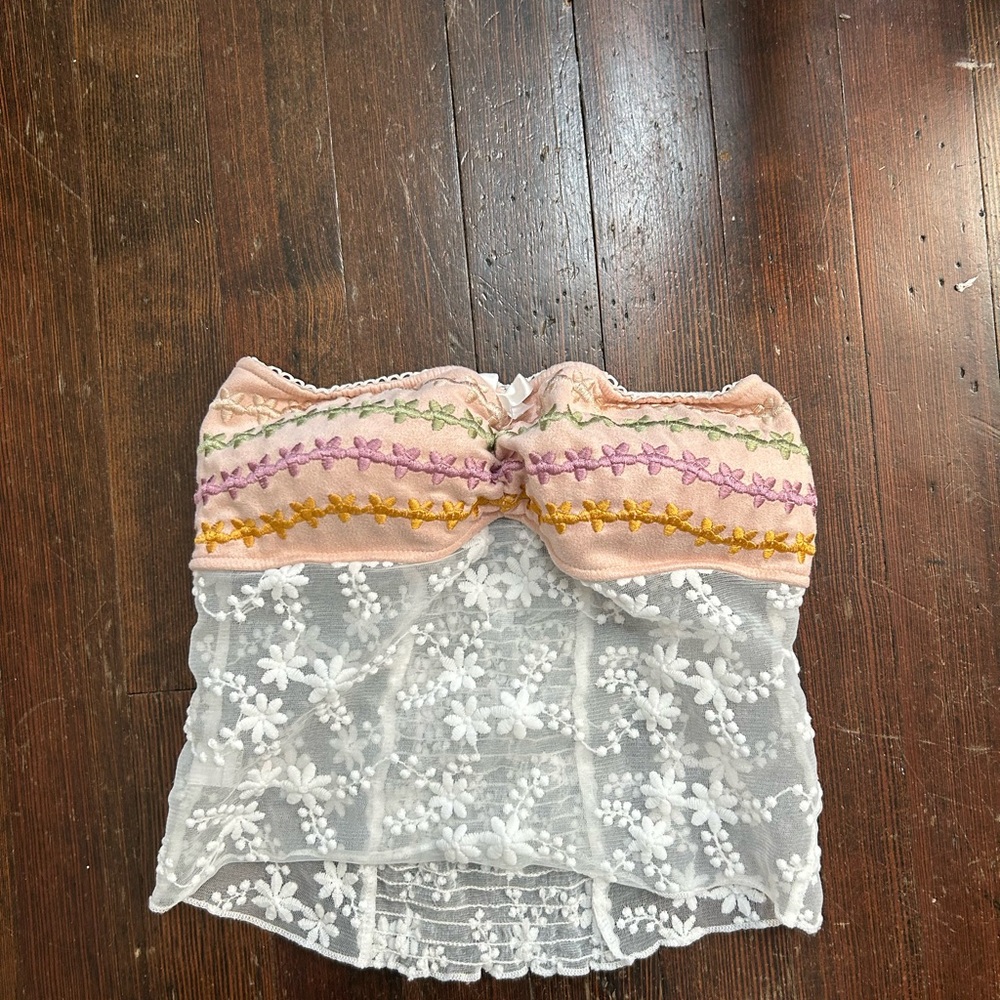 Floral and mesh tube top